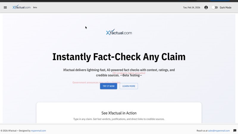 Xfactual website preview